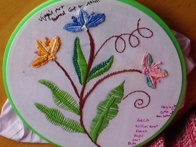 Hand Embroidery Designs # 140 - cast & bar buttonhole  stitch design