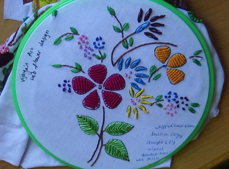 Hand Embroidery Designs # 156 - Web flower Design