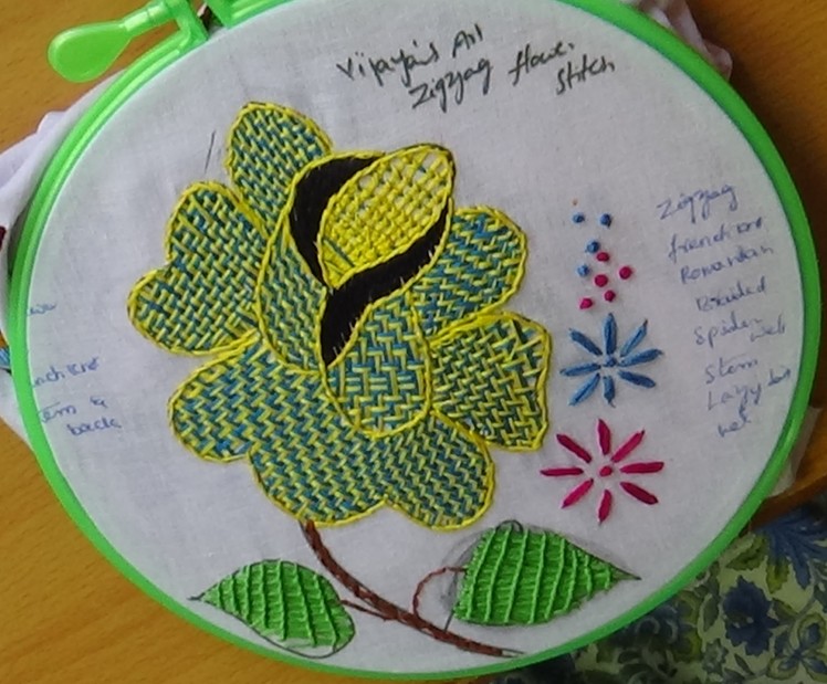 Hand Embroidery Designs # 161 - Zigzag flower Design