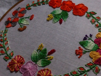 Hand embroidery designs-Button hole stitch,cretan stitch.