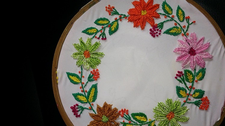 Hand embroidery-detached button hole stitch-leisha's galaxy.