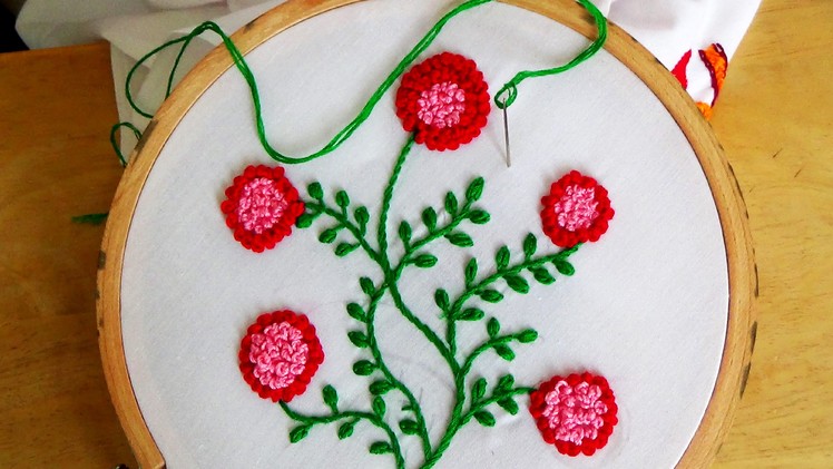 Hand Embroidery: French Knot Flowers Stitch (Plus Vines)
