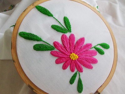Hand Embroidery: Raised fishbone stitch variation