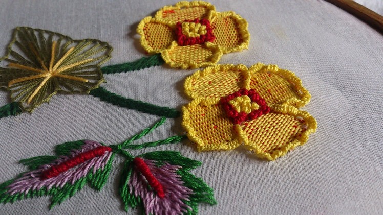 Hand Embroidery stitches tutorial. hand embroidery design by hand.