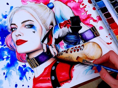 HARLEY QUINN Drawing Suicide Squad PAINTING ♦♥