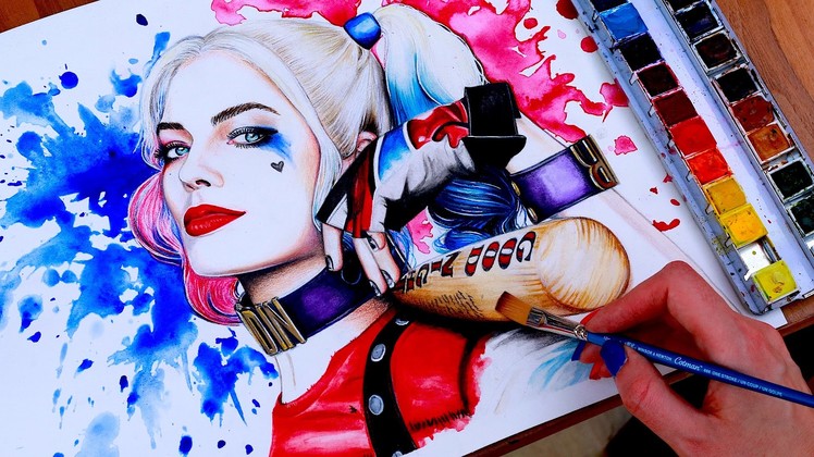 HARLEY QUINN Drawing Suicide Squad PAINTING ♦♥