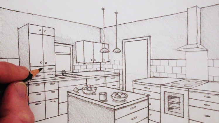 How to Draw a Room in Two-Point Perspective: Time Lapse