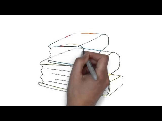 How to draw stack of three books and book
