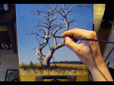 How To Paint a Tree - Acrylic Painting Lesson + Grid Drawing Lesson In Real Time
