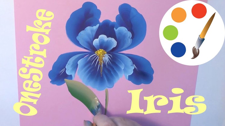 OneStroke, Painting the Iris flower, Cómo dibujar una flor de iris, irishkalia