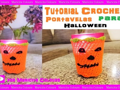 Portavelas a Crochet para halloween por Maricita Colours