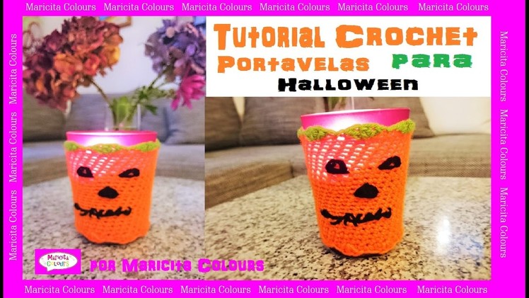 Portavelas a Crochet para halloween por Maricita Colours