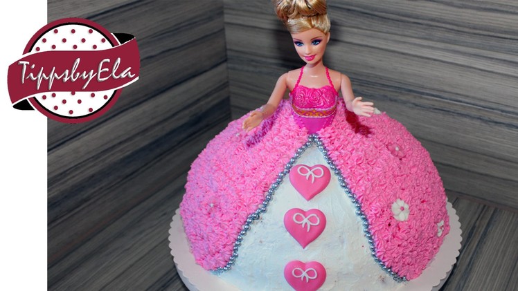 Princess barbie doll cake with whipped cream or icing