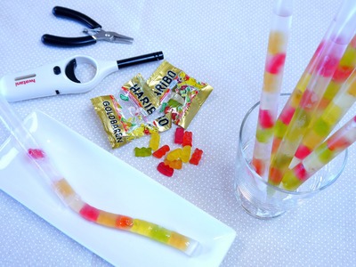 Straw Life Hack: Haribo Gummy Bears Trapped in a Straw ライフハック ハリボーグミをストローにとじこめちゃいました