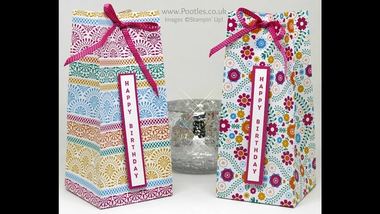 Tall Festive Birthday Bag using Stampin' Up! Vertical Greetings