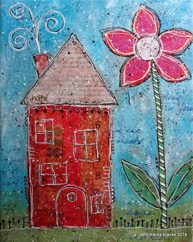 Whimsical House Canvases - mixed media on canvas