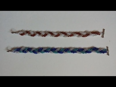 5 minutes braided bracelet with glass seed beads. Bracelet for beginners