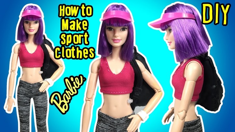 DIY - How To Make Barbie Doll Sport Clothes - Doll Tights & Crop Top - Making Kids Toys