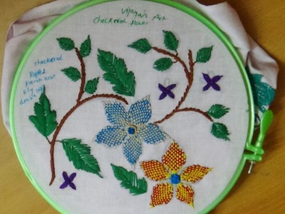 Hand Embroidery Designs # 117 - Checkered flower stitch Design