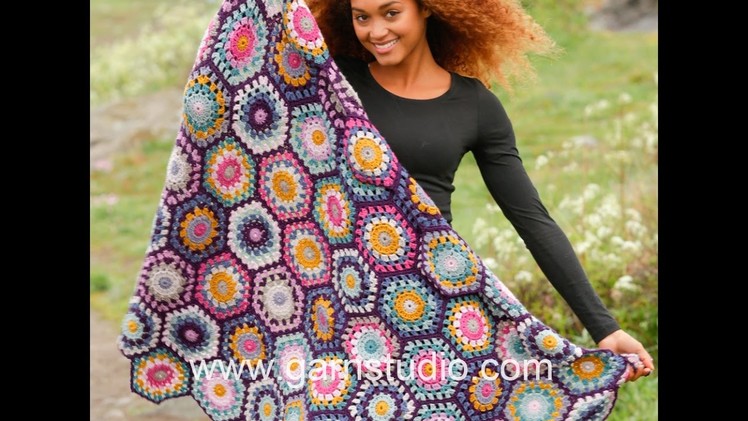 How to crochet the hexagon for the blanket in DROPS 171-59
