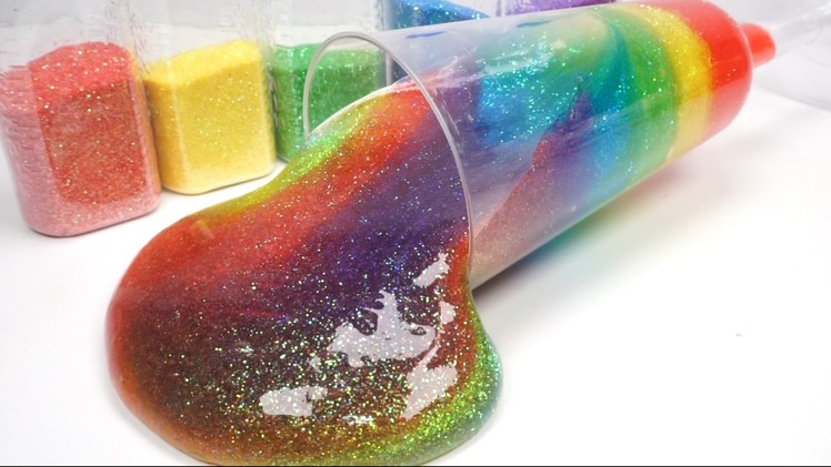 How To Make Cocktail Glitter Rainbow Slime Clay DIY Baby Doll Big Chocolate Bath Time