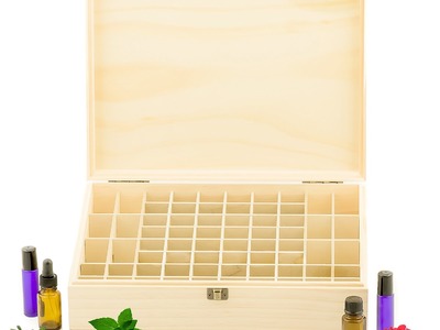 Large Wooden Essential Oil Storage Box  - Wood Organizer Case Stores 68 Bottles
