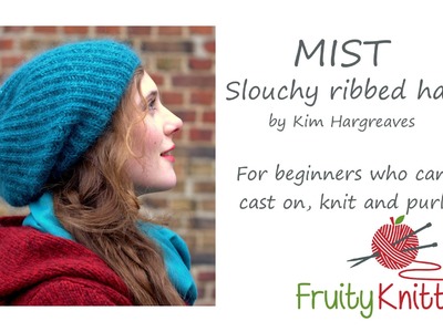 Mist Slouchy Ribbed Hat by Kim Hargreaves