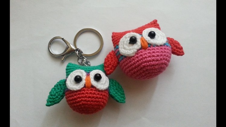 Owl keychain crochet from the rest yarn