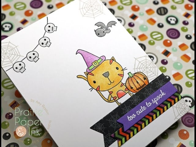 Reverse Confetti Too Cute to Spook | Polychromos & Gamsol | AmyR 2016 Halloween Card Series #6
