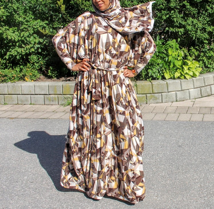 Sew your own abaya with hijab (long sleeve dress)