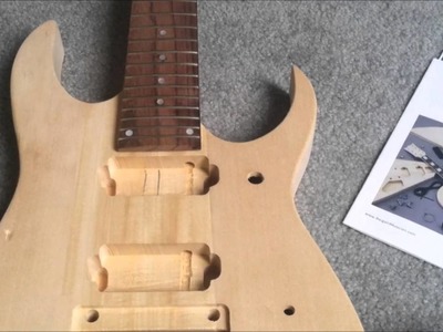 DIY 7 String guitar kit unboxing.review (Ibanez Style from bargainmusician.com)