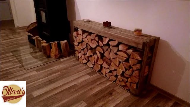 DIY Pallet Rack for firewood with shelf (Rustic Finish)