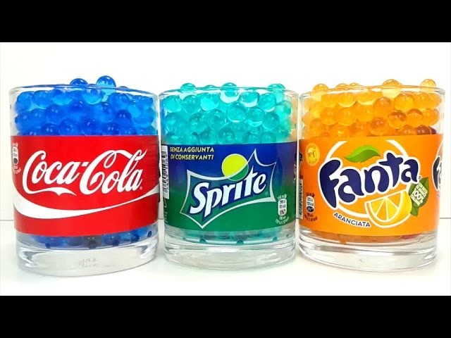 Learn Colors for Children with Coca Cola Fanta Sprite DIY Orbeez Challenge Surprise Toys for Toddler