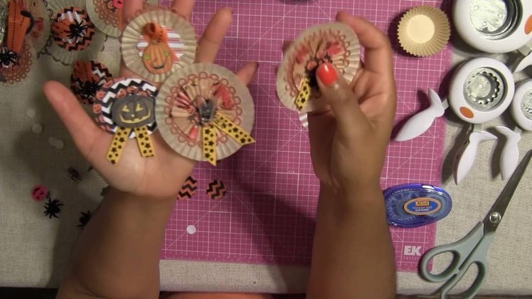 1. Let's Make Halloween Embellishments - Rosette from Cupcake Liners