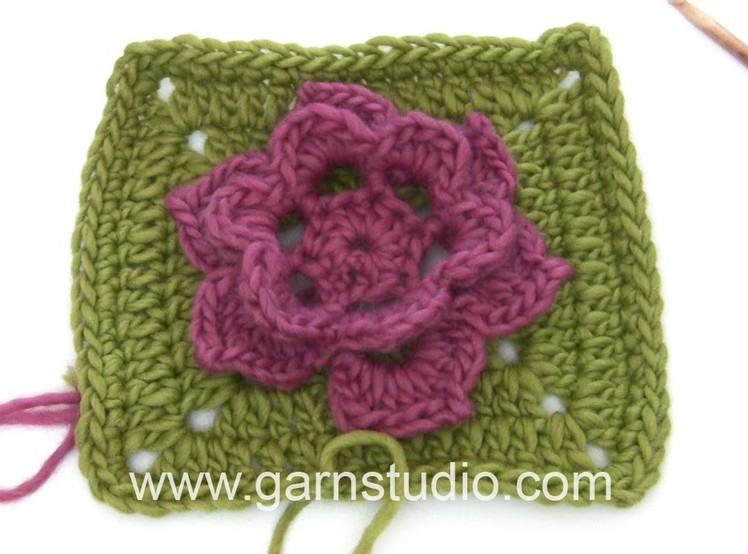 DROPS Crocheting Tutorial: How to work the square to the Wild rose - Mystery Blanket