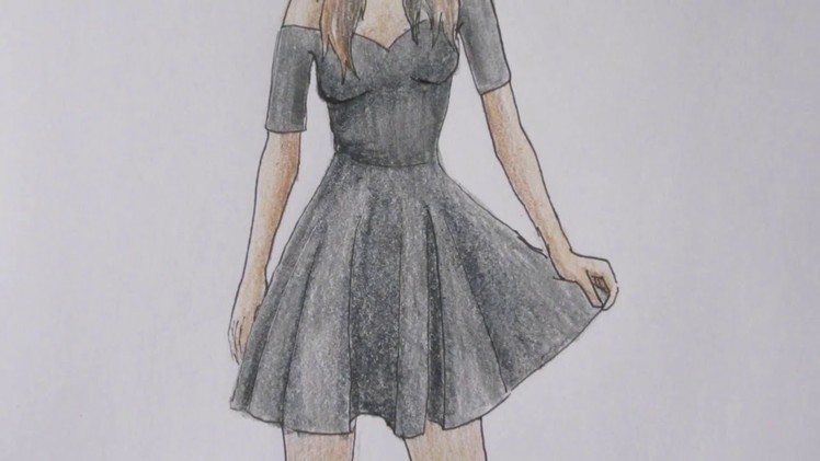 HOW TO DRAW a girl in a black dress