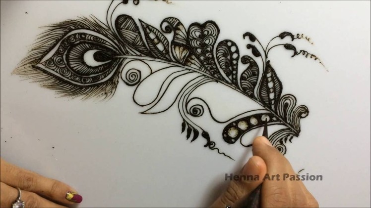 Simple mehendi chapter 7 : Zentangle art inspire mehendi henna art Feather henna design