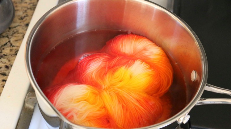 Space Dyeing a Twisted Skein of Yarn with Easter Egg Dye Pellets