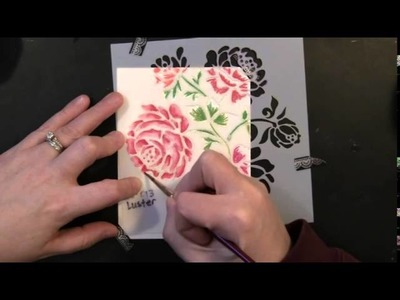 Watercolor Flowers with Stencil Design