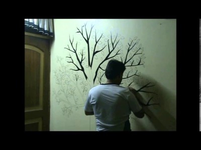 Awesome Speed Painting Wall Drawing of a Tree.