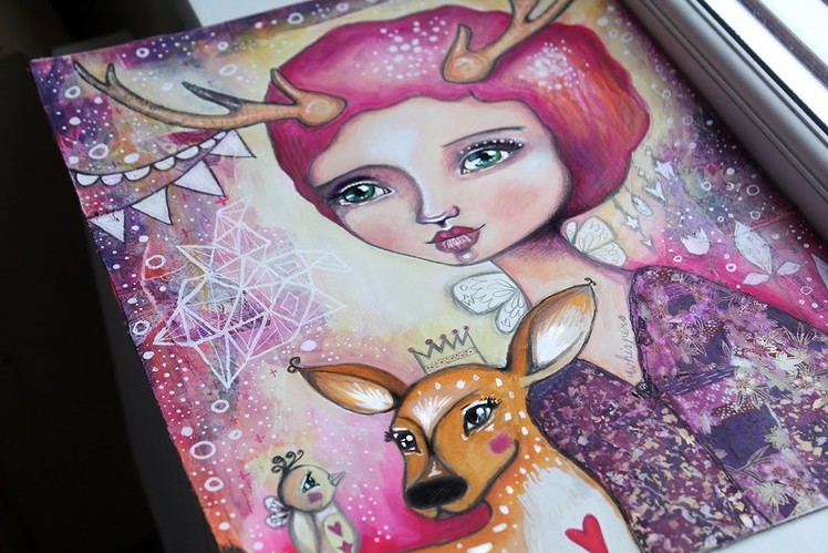 Fawn Whispers - Mixed Media Art with Willowing