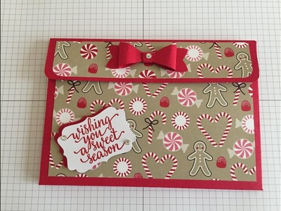 Flip pocket card and tag holder with Stampin' Up! Candy cane lane