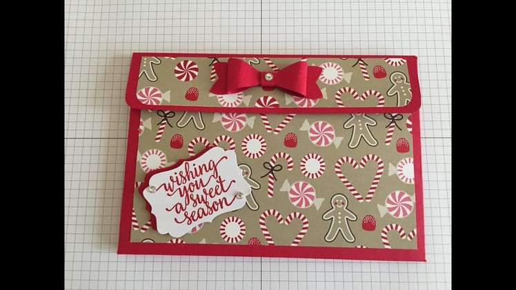 Flip pocket card and tag holder with Stampin' Up! Candy cane lane