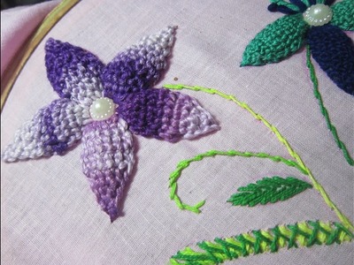 Hand Embroidery Designs | Button hole puffed stitch | Stitch and Flower-78