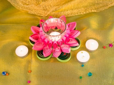 Handmade Diyas Made With Quilled Flower For Diwali