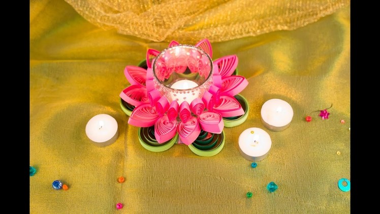 Handmade Diyas Made With Quilled Flower For Diwali