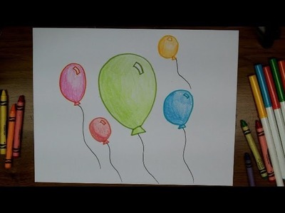 How To Draw Balloons - Very Easy Beginner Drawing Lesson for Kids