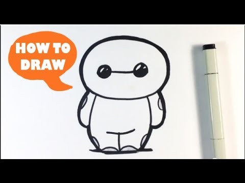 How to Draw Cute Baymax from Big Hero 6 - Easy Things to Draw