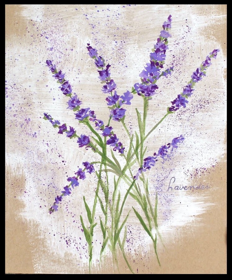 How to paint Lavender flowers with any kind of watercolor on normal paper .