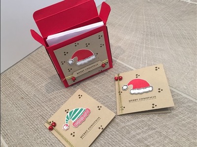 Jolly Friends 3 x 3 Card Gift Box, Fold Flat Box Video Tutorial using Stampin' Up products